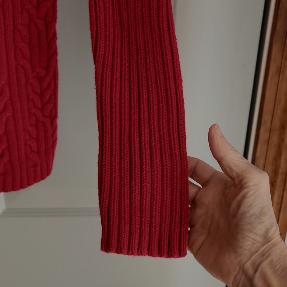 Karen Scott, Women's S, Red, Tutrleneck Sweater, Cable Front Design - Picture 4 of 8